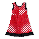 Sleeveless polka dots mouse scallop kids girls athletic dress