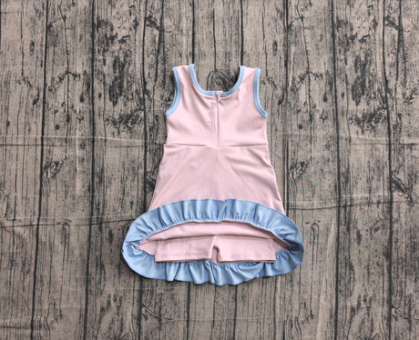 Sleeveless light pink scallop kids girls athletic dress