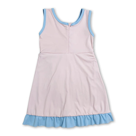 Sleeveless light pink scallop kids girls athletic dress