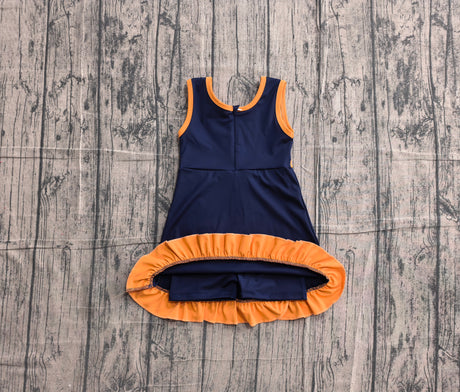 Sleeveless navy scallop team girls athletic dresses