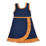 Sleeveless navy ruffle team girls athletic dresses