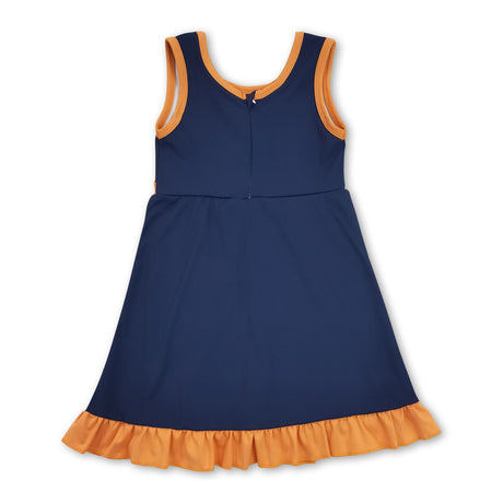 Sleeveless navy ruffle team girls athletic dresses