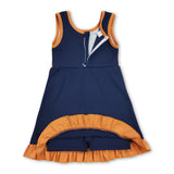 Sleeveless navy ruffle team girls athletic dresses