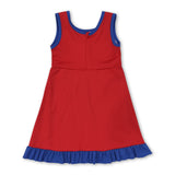 Sleeveless red blue ruffle team kids girls athletic dress