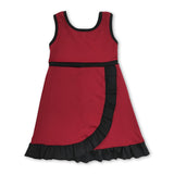 Sleeveless maroon black scallop kids girls team athletic dress