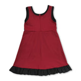 Sleeveless maroon black scallop kids girls team athletic dress