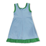 Sleeveless light blue green ruffle girls athletic dress