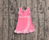 Sleeveless light pink scallop girls athletic dress