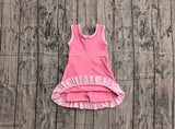 Sleeveless light pink scallop girls athletic dress