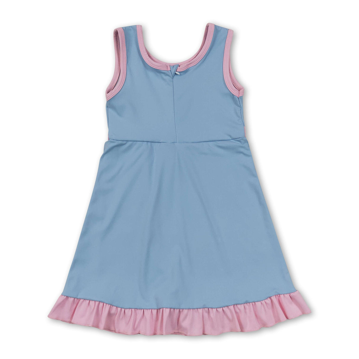 Sleeveless light blue pink ruffle girls athletic dress