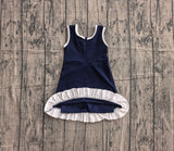 Sleeveless navy white scallop kids girls team athletic dress