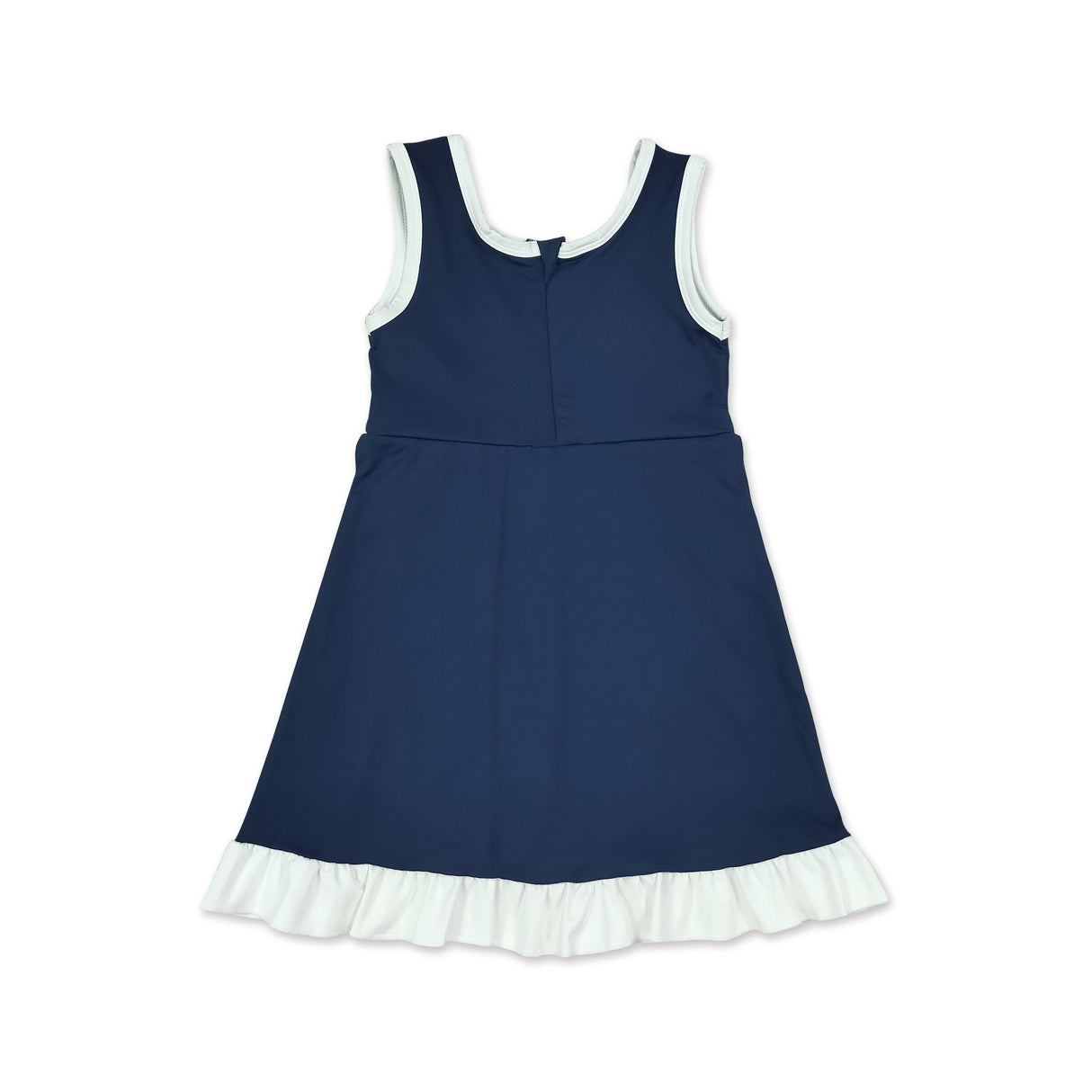 Sleeveless navy white scallop kids girls team athletic dress