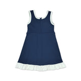 Sleeveless navy white scallop kids girls team athletic dress