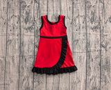 Sleeveless red black scallop team kids girls athletic dress