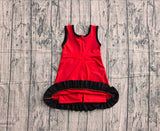 Sleeveless red black scallop team kids girls athletic dress