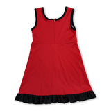 Sleeveless red black scallop team kids girls athletic dress
