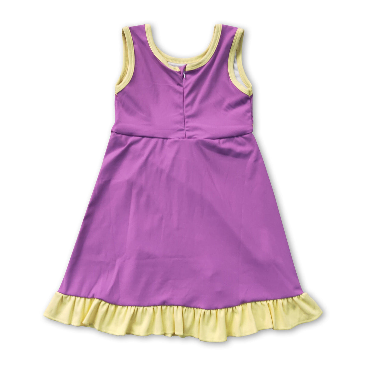 Sleeveless purple yellow scallop kids girls team athletic dress