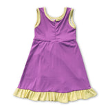 Sleeveless purple yellow scallop kids girls team athletic dress