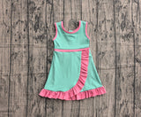 Sleeveless mint pink scallop girls athletic dress