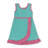 Sleeveless mint pink scallop girls athletic dress