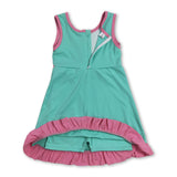Sleeveless mint pink scallop girls athletic dress