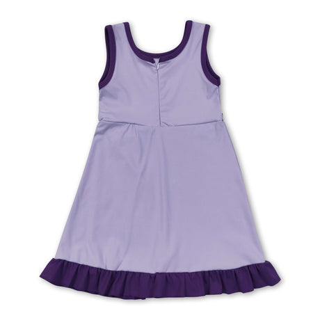 Sleeveless lavender purple ruffle girls athletic dress