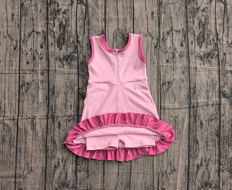 Sleeveless hot pink scallop girls athletic dresses