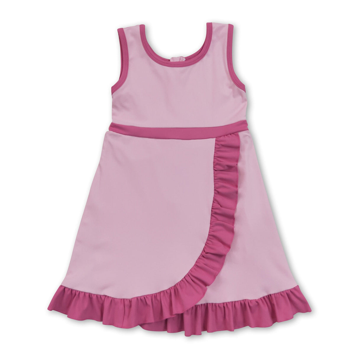 Sleeveless hot pink ruffle girls athletic dresses
