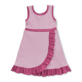 Sleeveless hot pink ruffle girls athletic dresses