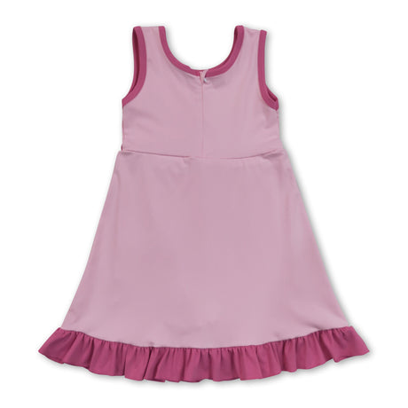 Sleeveless hot pink ruffle girls athletic dresses