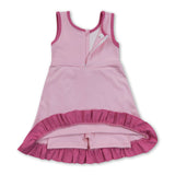 Sleeveless hot pink ruffle girls athletic dresses