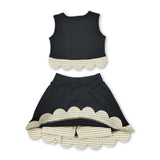 Sleeveless plaid scallop black girls summer active wear set
