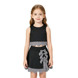 Sleeveless black plaid scallop girls summer active wear set