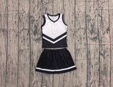 Sleeveless white black top skirt girls team cheer active set