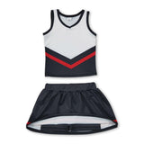 Sleeveless black red top skirt girls team cheer active set