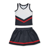 Sleeveless black red top skirt girls team cheer active set