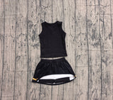 Sleeveless gold black top skirt girls team cheer active set