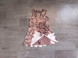 Sleeveless khaki camo scallop kids girls athletic dresses