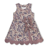 Sleeveless khaki camo scallop kids girls athletic dresses