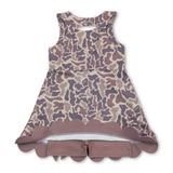 Sleeveless khaki camo scallop kids girls athletic dresses