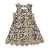Sleeveless camo scallop kids girls athletic dresses