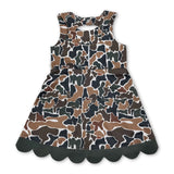 Camo bow scallop kids girls summer athletic dresses