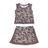 Khaki camo sleeveless top skorts girls summer outfits