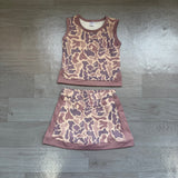 Khaki camo sleeveless top skorts girls summer outfits
