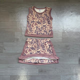Khaki camo sleeveless top skorts girls summer outfits