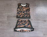 Sleeveless camo top skirt girls summer active wear set