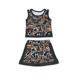 Sleeveless camo top skirt girls summer active wear set