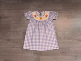 Plaid turkey pumpkin smocked girls Thanksgiving dress