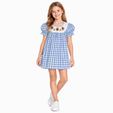 Plaid turkey pumpkin smocked girls Thanksgiving dress