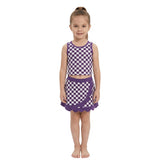 Scallop blue plaid girls summer team active wear set